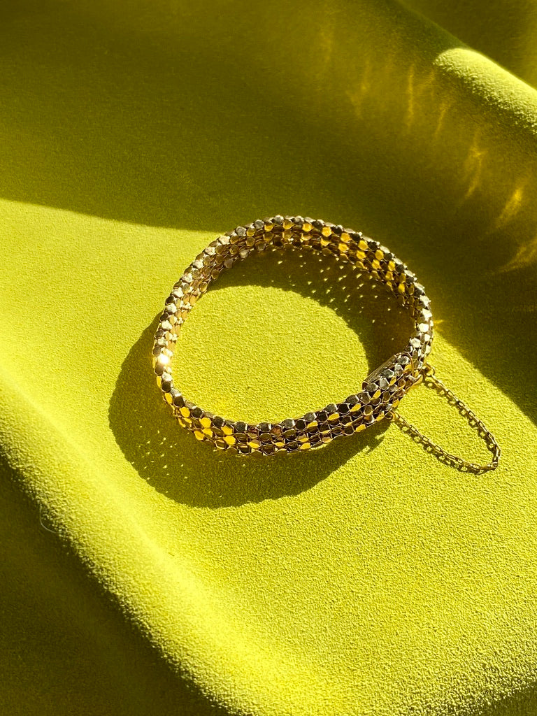 Honeycomb link triple row bracelet - 18k gold - 7 inch length