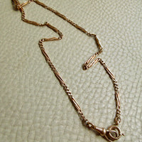 Rosy 14k Gold Bar and Curb Watch Chain Necklace - 16.7 inch length