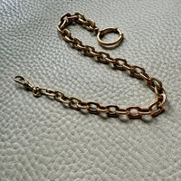 18k Gold Antique Biker Link Watch Chain Necklace Extender or Bracelet with Large Bolt Clasp - 11.2 inch length