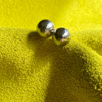Awesome! Vintage Portuguese 19.2k White Gold Faceted Orb Stud Earrings