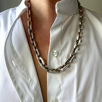 UNIQUE Chunky Sterling Silver Taxco Graduated Link Necklace - 22.9 inch length
