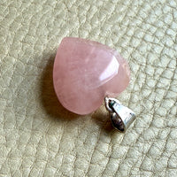 Rose Quartz Heart Pendant in Sterling Silver – 1.4 Inch Drop