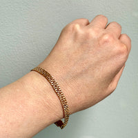 Midcentury era 18k gold Curb Link - Double strand bracelet - 7.6 inch length