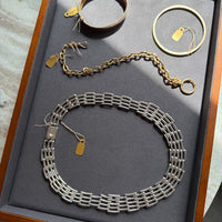 Vintage Taxco Sterling Silver Handmade Link Collar Necklace Mexican Vintage- 16.6 inch length