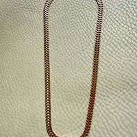 Vintage Swedish Wide Herringbone Link Necklace 18k Gold – 20 Inch Length
