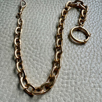 18k Gold Antique Biker Link Watch Chain Necklace Extender or Bracelet with Large Bolt Clasp - 11.2 inch length