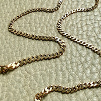 Swedish Vintage 18k Yellow Gold Graduated Pressed Curb Chain Necklace - 20.3 inch length