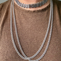 Vintage Double Link Necklace Sterling Silver – 28" Length