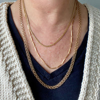 Long 18k gold vintage necklace - Slinky x-link by Tore Clareus - 24 inch length