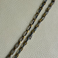 UNIQUE Chunky Sterling Silver with Alternating Gilt Links - Taxco Link Necklace - 24 inch length