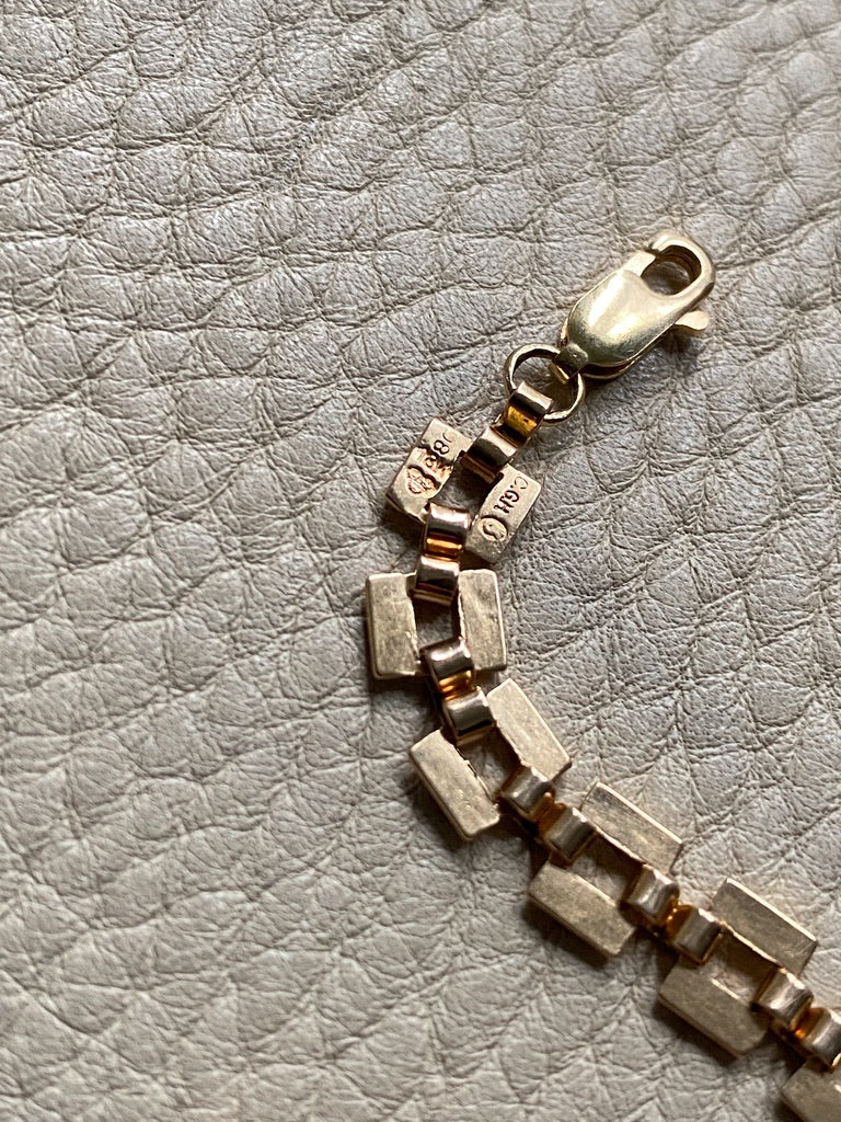 Checkerboard link bracelet in 18k gold - Swedish vintage 1940 - 8.2 inch length