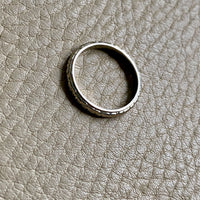 18k White Gold Vintage Wedding Band with Etched continuous Blossom Pattern- Zurich Band - size 5.75