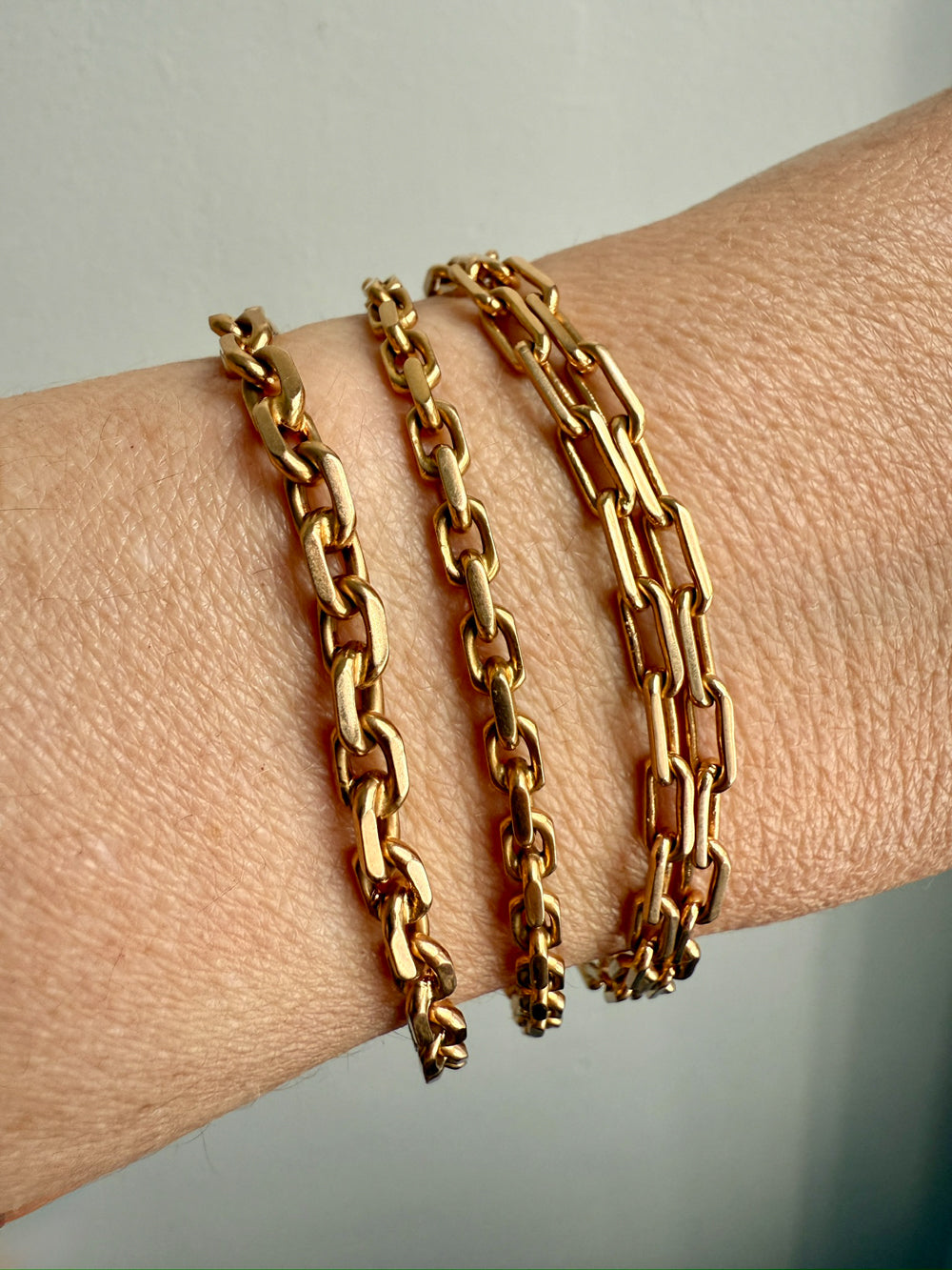1953 Swedish Vintage 18k Gold Biker Link Bracelet 3.6mm width - 7.3 inch length