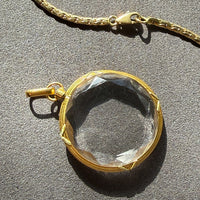 French Antique Glass Locket 18k Gold Bezel – 1.7 inch