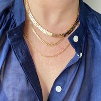 Luxurious and HEAVY solid gold brick link necklace - Danish 1960s vintage - 17 inch length