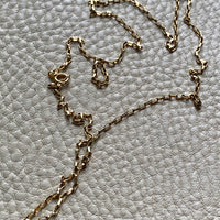 18k Gold Vintage Skinny Elongated Biker Link Chain Necklace - 22.5 inch length