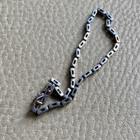 1950s 18k White Gold Vintage Slim Brick Link Bracelet - 7 inch length