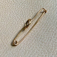 Vintage 18k Gold Knot Safety Pin Brooch or Chain Extender
