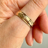 1988 Vintage Swedish 18k Gold Band Ring with Symbols – Size 11