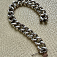 Vintage Swedish Puffy Curb Link Bracelet 830 Silver – 7.5 inch interior circumference
