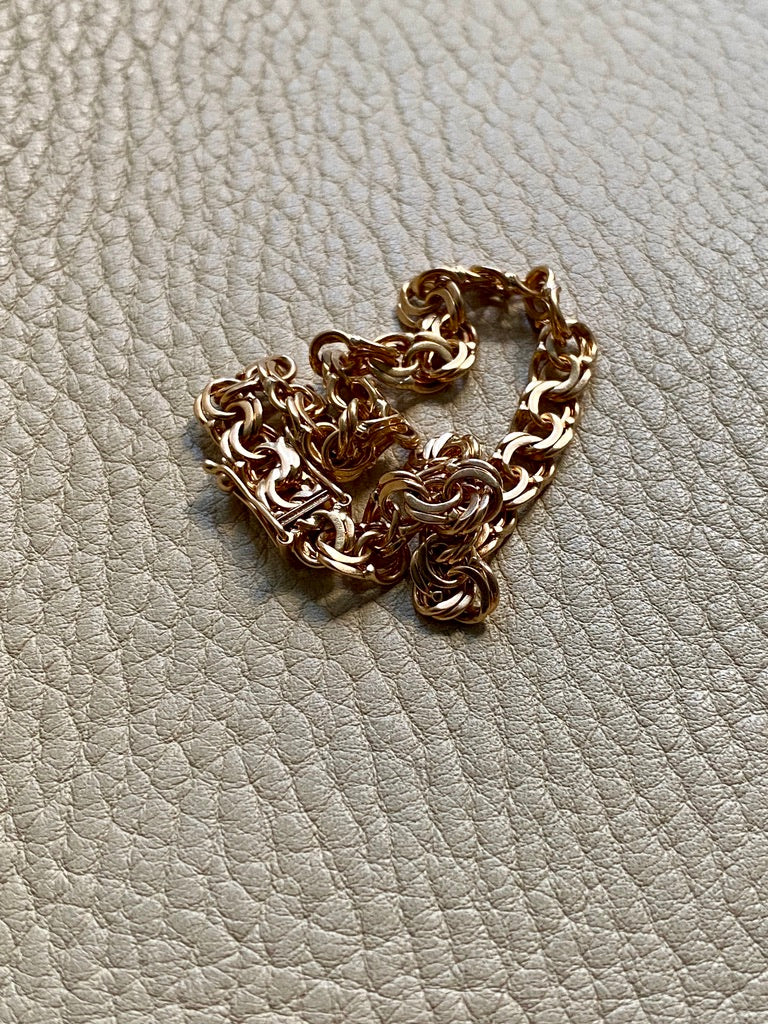 Vintage 1963 Double link solid 18k gold bracelet - 7.7 inch length
