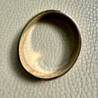 Unique! Architectural Wide 14k Gold Hinged Bangle with Linear Grooves - 6.9 inch oval interior circumference