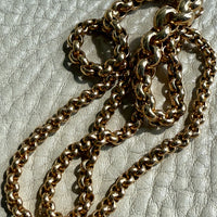 1950s era Vintage Graduated Width Rolo Link Necklace in 18k Gold - 17.75 inch length