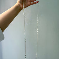 Fabulous 1975 Sterling Silver EXTRA LONG Curb Chain with Bar Link Necklace - 50.5 inch length