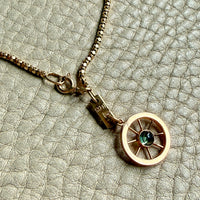14k Gold Round Honeycomb Link Necklace with Charm Holder– 19.5 Inches