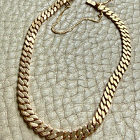 Midcentury era 18k Gold Pressed Curb Bracelet with Safety Chain – 7.5 inch length