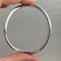 English vintage sterling silver wave form - hinged bangle - size 7