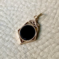 18k Gold and Black Onyx Articulated Spinner 5-sided Pentagram - Charm or Pendant