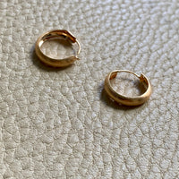 Classic matte finish 18k solid gold hoop earrings - 0.6 inch diameter