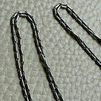 Early 1900s Antique PLATINUM Link Longuard Chain Necklace with Dog Clip - 31-62 inch length