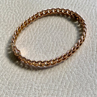 Vintage Hinged Rigid Curb Link Bangle Bracelet in Rosy 14k Gold - 6.75 inch interior