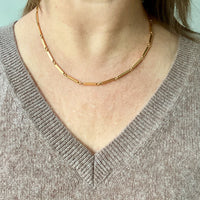 Modernist 18k solid gold bar link chain necklace - Made in 1961 - 17.5 inch length