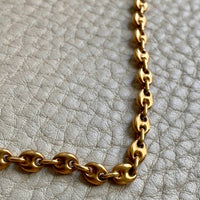 18k Gold Vintage Italian Puffy Mariner Link Chain Necklace - 18.1 inch length