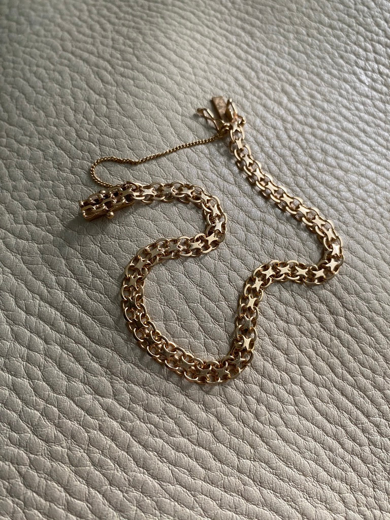 1962 Slender x-link bracelet in 18k gold - Vintage from Stockholm, Sweden - 7.5 inch length