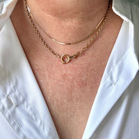 Vintage Italian 14k Yellow Gold Mirrored Heart Link Chain Necklace – 15.75 inch length