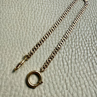 Antique 18k Gold Curb Link Watch Chain Necklace Extender with Large Bolt Clasp - 11 inch length