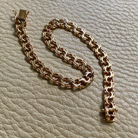 Vintage 1968 Double link solid 18k gold bracelet - 7.5 inch length