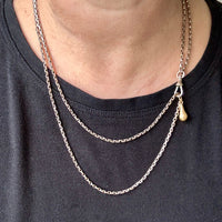 REDUCED! Antique Longuard Oval Belcher Chain in Pale Yellow 7k gold - 20 inch necklace length