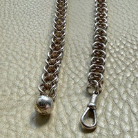 Danish Vintage Sterling Silver Open Foxtail Link Necklace with Dog Clip - 19 inch adjustable length