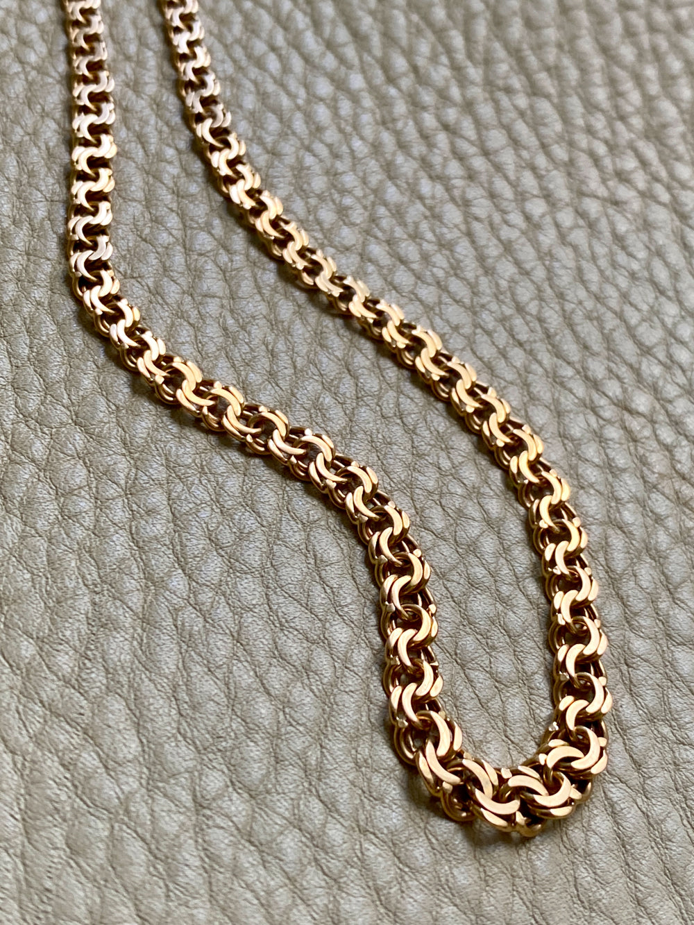 Vintage 1950s Double-link necklace - Solid 18k gold - 18 inch