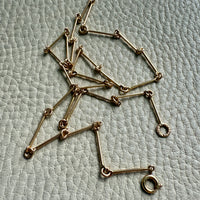 1943 Vintage Geometric 18k Gold Rod Link Necklace - up to 21 inch length
