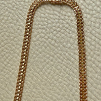 Vintage Swedish Wide Herringbone Link Necklace 18k Gold – 20 Inch Length