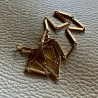 Modernist 18k solid gold bar link chain necklace - Made in 1961 - 17.5 inch length