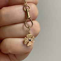18k gold four-leaf clover with sapphire - pendant or charm
