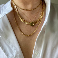 Excellent! Vintage Austrian Pea Link Chain Necklace in 18k Gold - 36 inch length