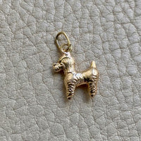 18k gold curly haired dog - poodle, doodle - pendant or charm